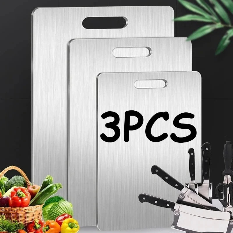 Premium stainless steel cutting board set for meat, vegetables, fruit and kitchen food preparation