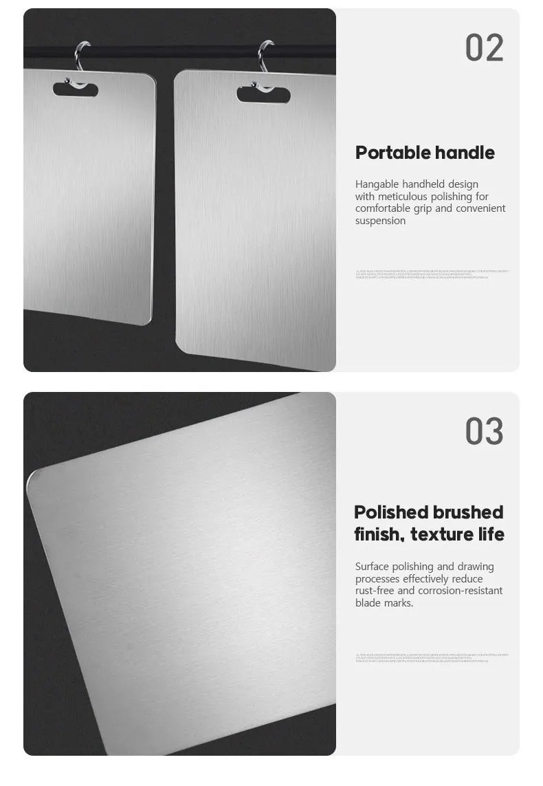 Premium stainless steel cutting board set for meat, vegetables, fruit and kitchen food preparation