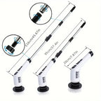 Electric Spin Scrubber Cordless Bathroom Cleaner with 7 Brush Heads & Adjustable Extension Handle