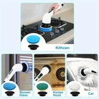 Electric Spin Scrubber Cordless Bathroom Cleaner with 7 Brush Heads & Adjustable Extension Handle