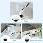 Electric Spin Scrubber Cordless Bathroom Cleaner with 7 Brush Heads & Adjustable Extension Handle