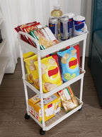 4 Tier Rolling Storage Cart with Wheels Utility Organizer for Kitchen Bathroom Laundry Room Office
