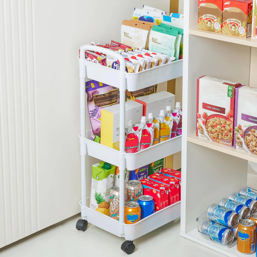 4 Tier Rolling Storage Cart with Wheels Utility Organizer for Kitchen Bathroom Laundry Room Office