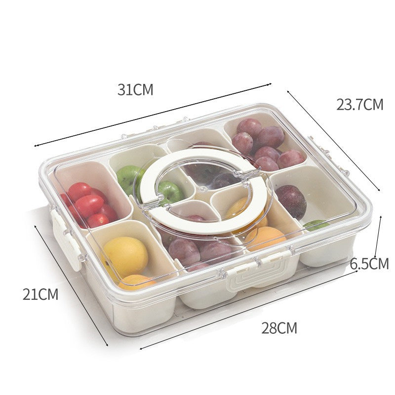Kitchen Snack Organizer Container with Lid 8 Compartments Food Storage Box