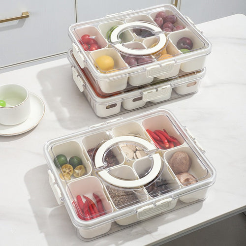Kitchen Snack Organizer Container with Lid 8 Compartments Food Storage Box