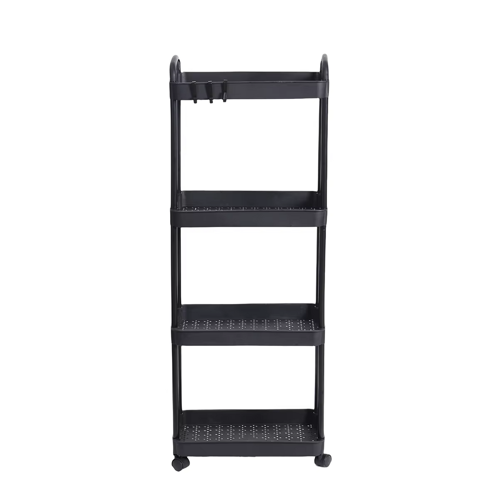 4 Tier Rolling Storage Cart with Wheels Utility Organizer for Kitchen Bathroom Laundry Room Office